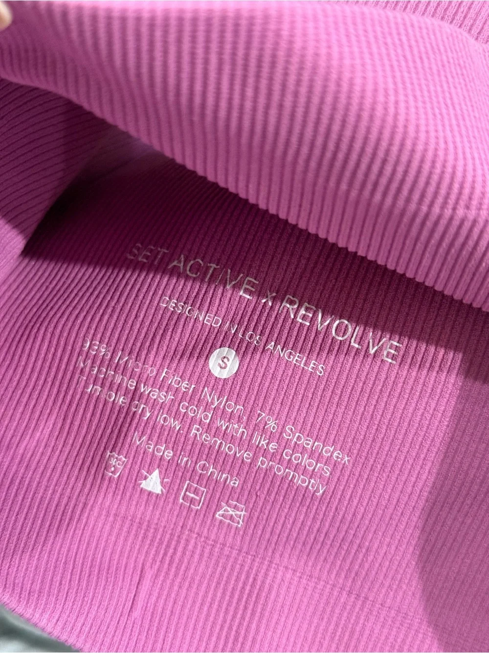 Set Active x Revolve One Shoulder Ribbed Matching Set Fuschia